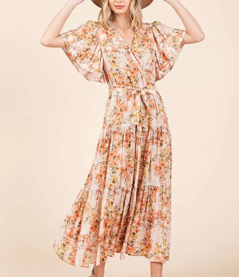 Floral Print Maxi Dress, Size: SMALL