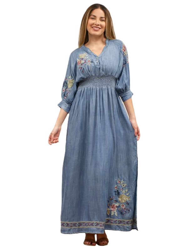 Embroidered Tencel Maxi Dress