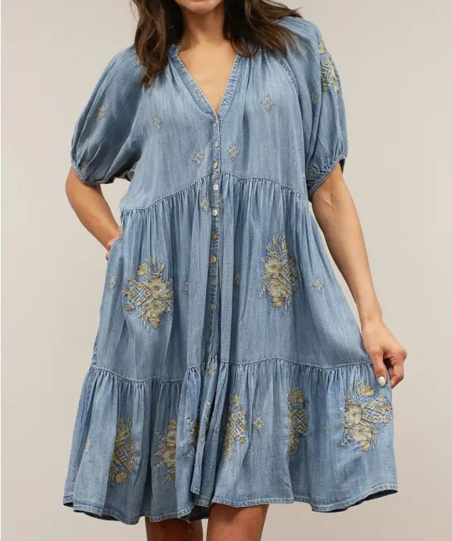 Embroidered Mini Dress