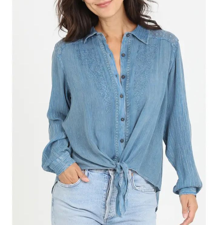 Blue Embroidered Blouse