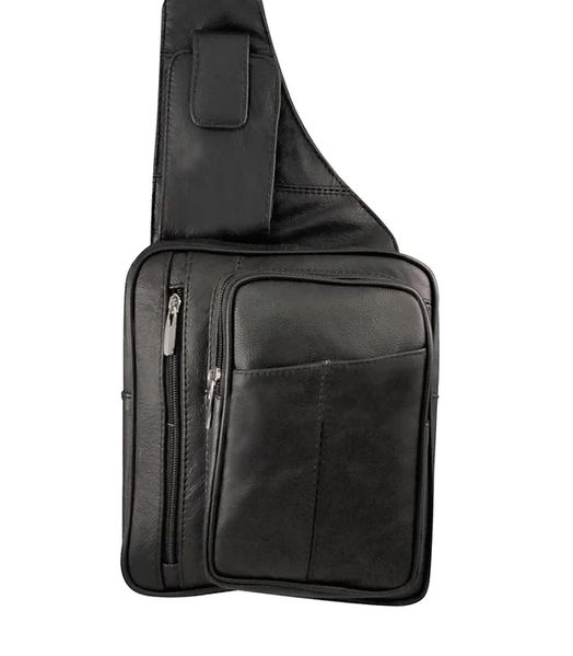 Ergonomic Leather Bag w Phone Holder, Color: BLACK