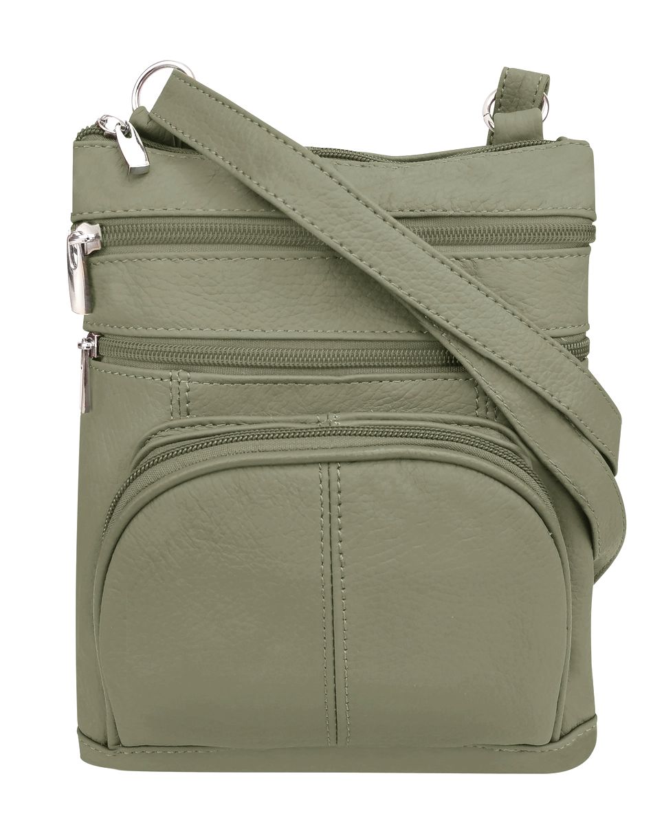 Leather Crossbody Organizer w Phone Pocket, Color: GREEN