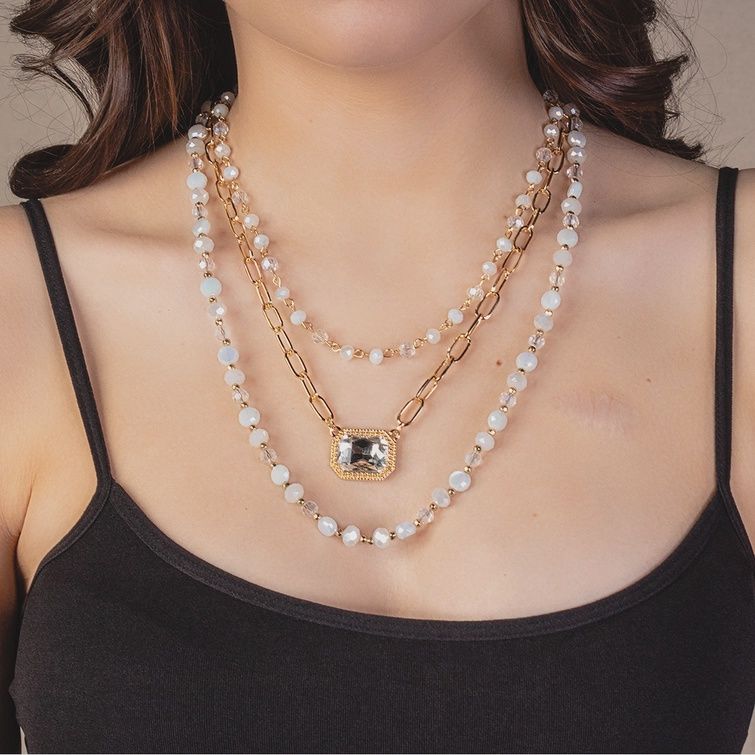 Beaded Single Crystal Necklace