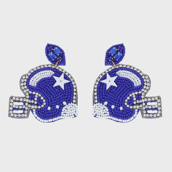 Beaded Football Helmet Earrings