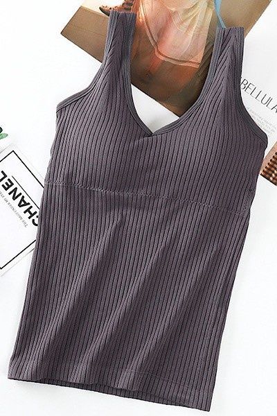 Long Support Padded Tank, Color: TAUPE