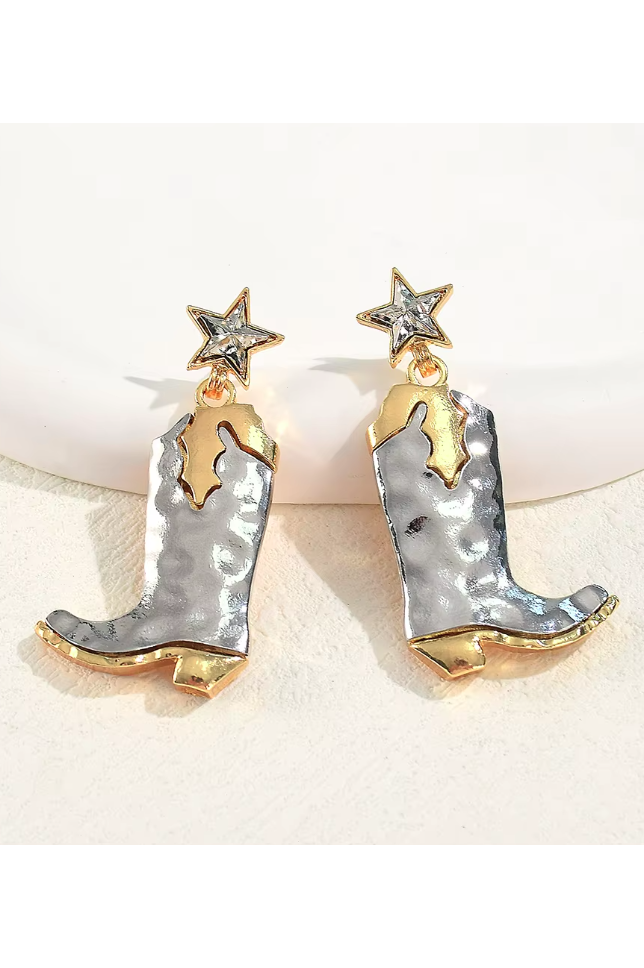 Silver &amp; Gold Boots Earrings
