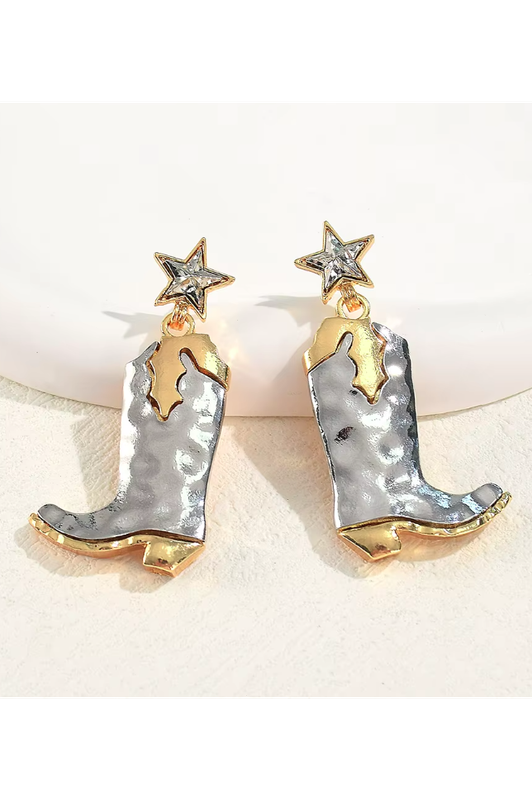 Silver &amp; Gold Boots Earrings