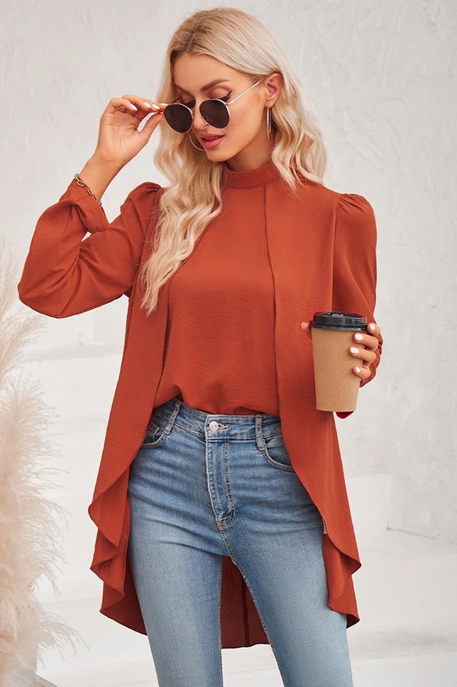 Illusion Top, Color: RUST, Size: MEDIUM