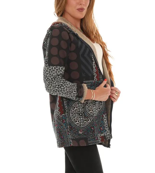 Multi-Pattern Hooded Jacket