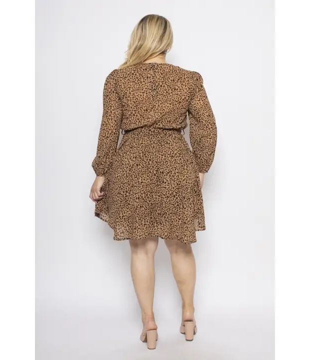 CURVY Chiffon Leopard Mini Dress