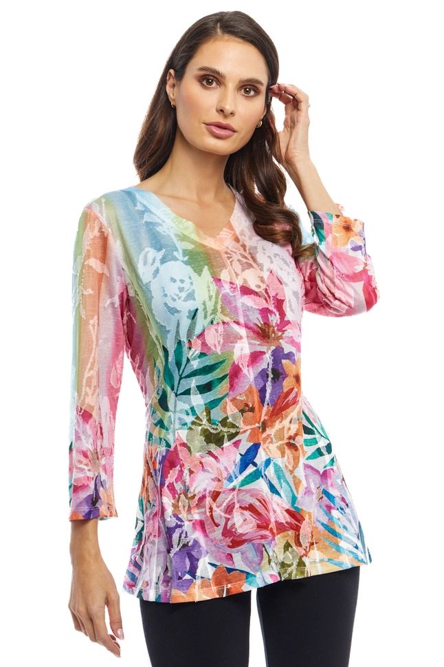 Floral Burnout Top, Size: SMALL