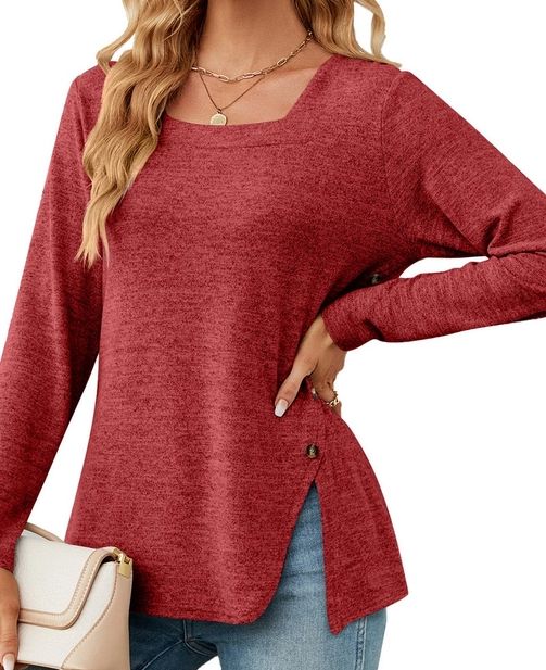 Button Detailed Sweatheart Top, Size: SMALL