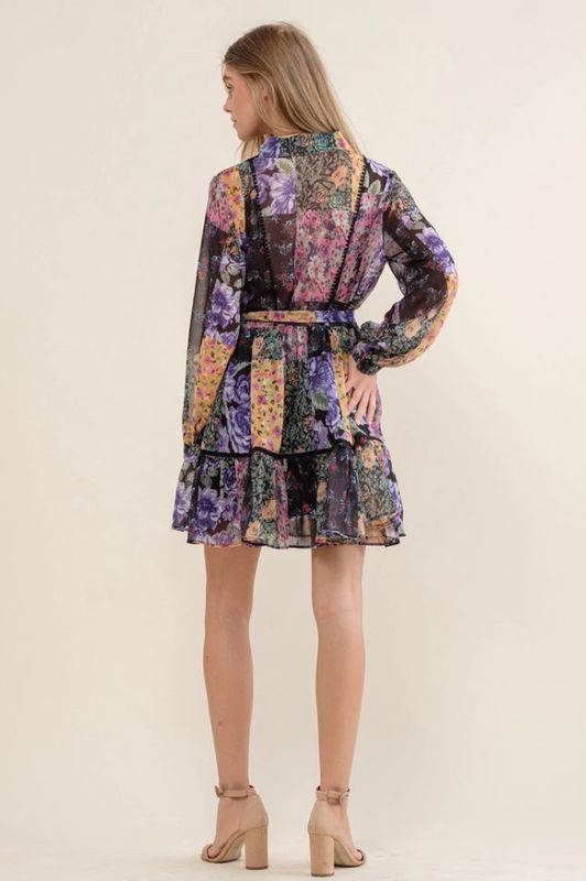 Floral Long Sleeve Mini Dress