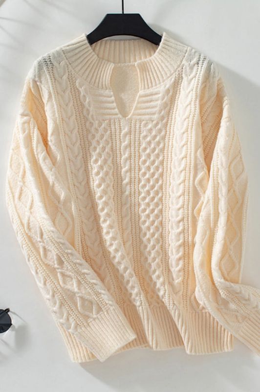 V Neck Cable Knit Sweater