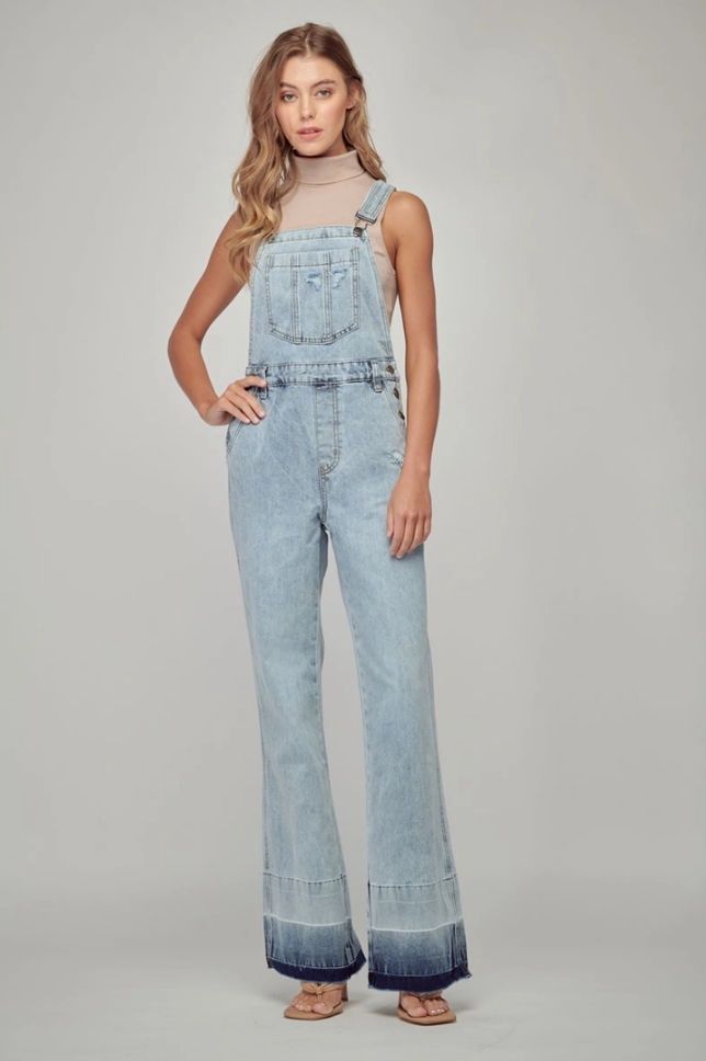 Flare Bib Overalls - Hem Out, Size: S