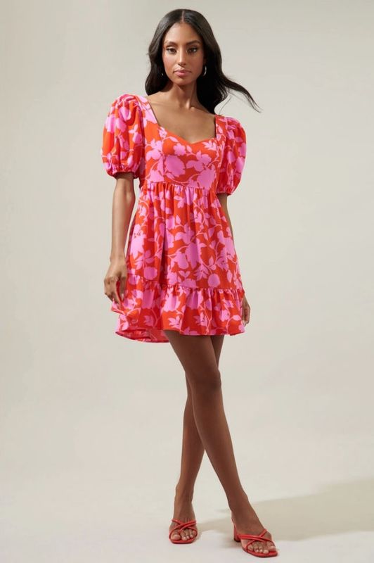 Cherry Palm Sweetheart Mini Dress