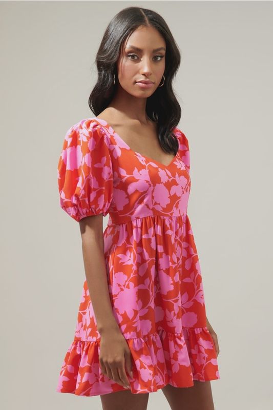 Cherry Palm Sweetheart Mini Dress