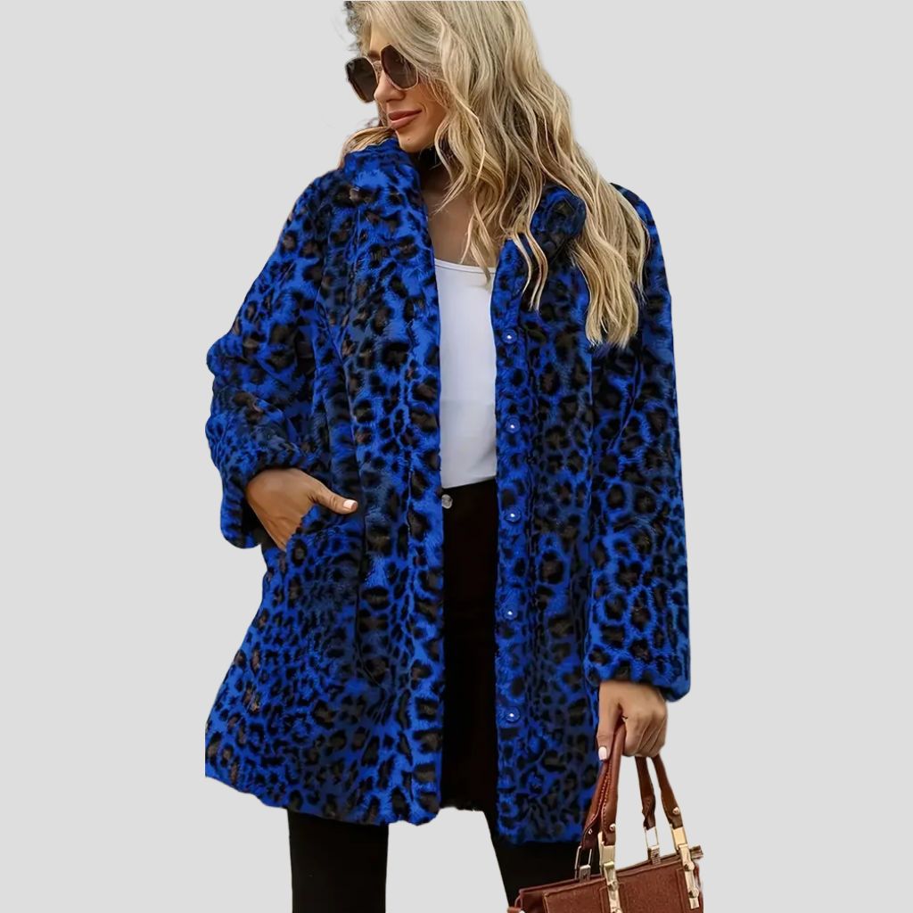 Blue Leopard Coat, Size: MEDIUM