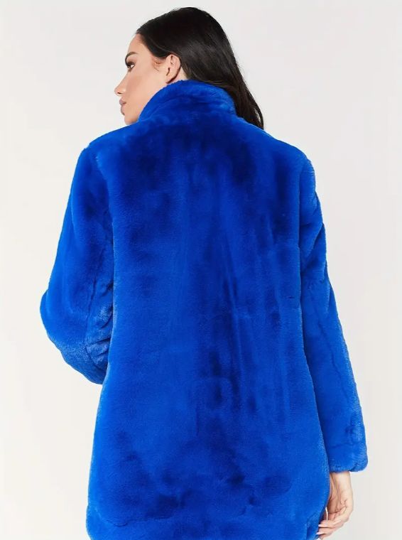Royal Blue Faux Fur Coat