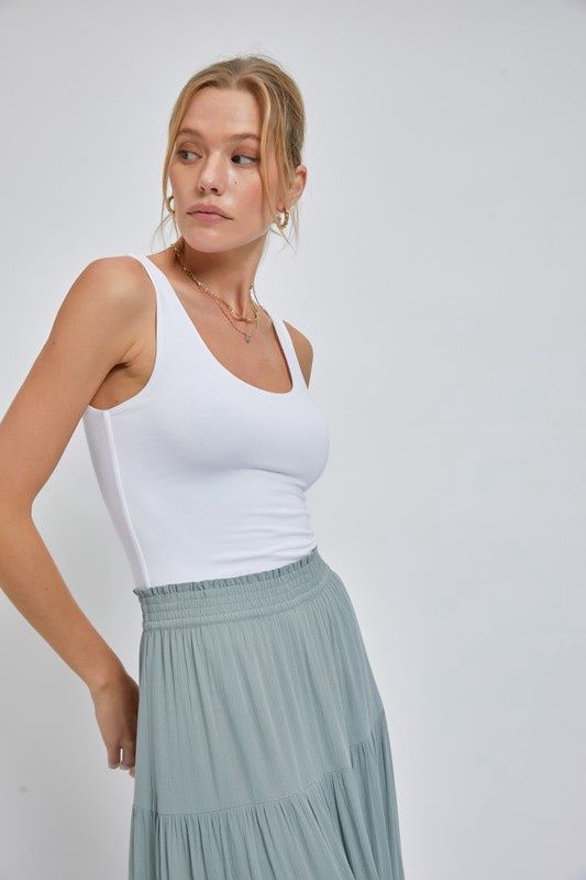 Basic Scoop Neck Tank Top, Color: White, Size: S