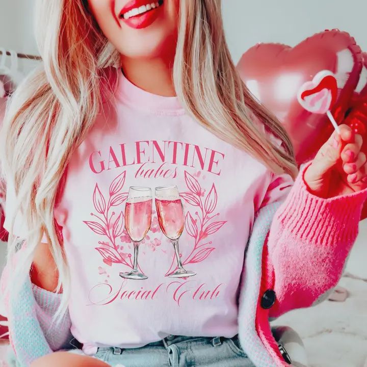 Galentine Babes Social Club Tee, Size: SMALL