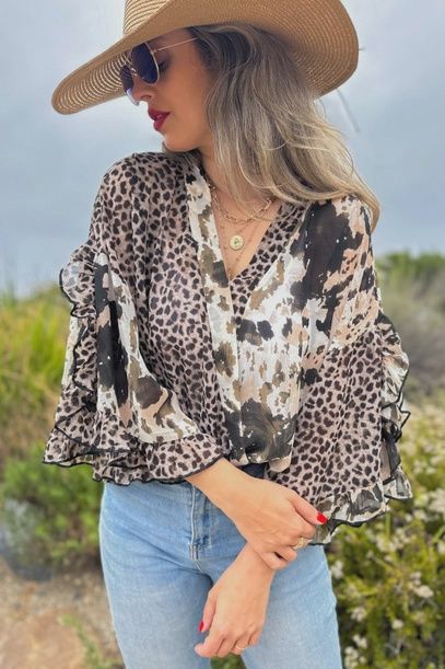 Multi Leopard Print Blouse, Size: S