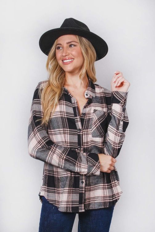 Plaid w Front Pocket, Size: SMALL