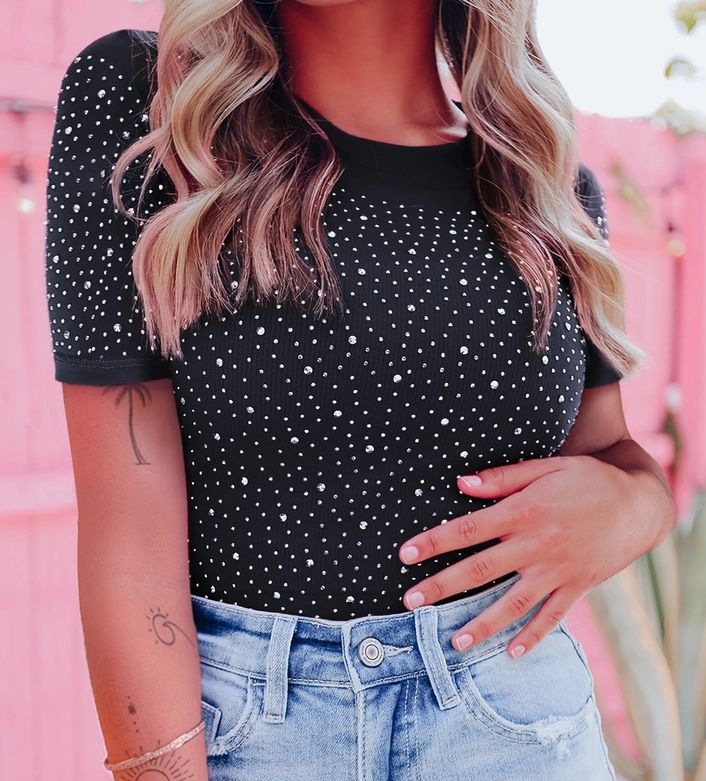 Rhinestone Bodysuit, Size: SMALL