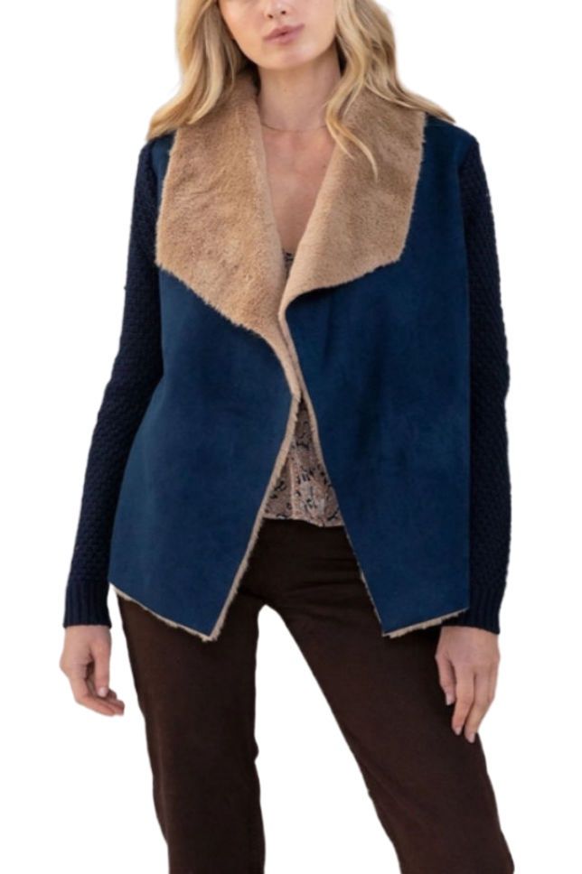 Blue Suede Cardigan, Size: SMALL