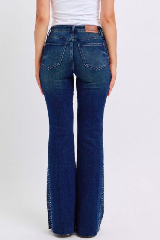 Rhinestone Embellished Blue Jeans