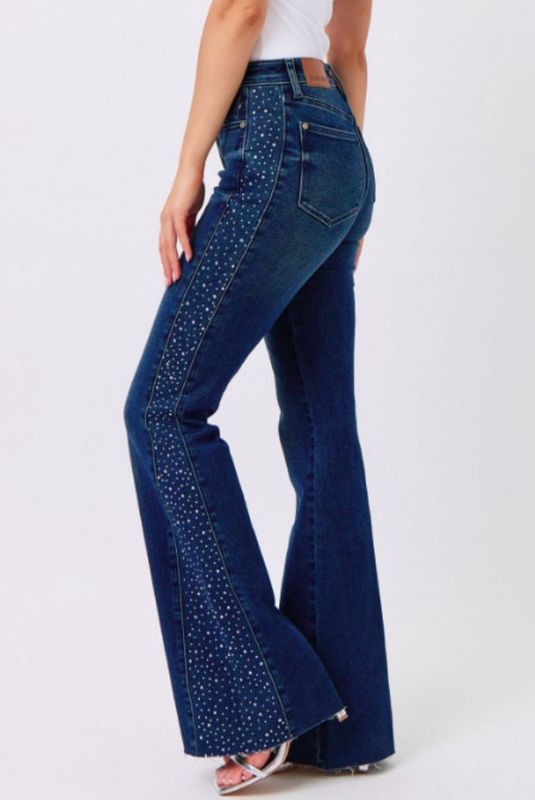 Rhinestone Embellished Blue Jeans