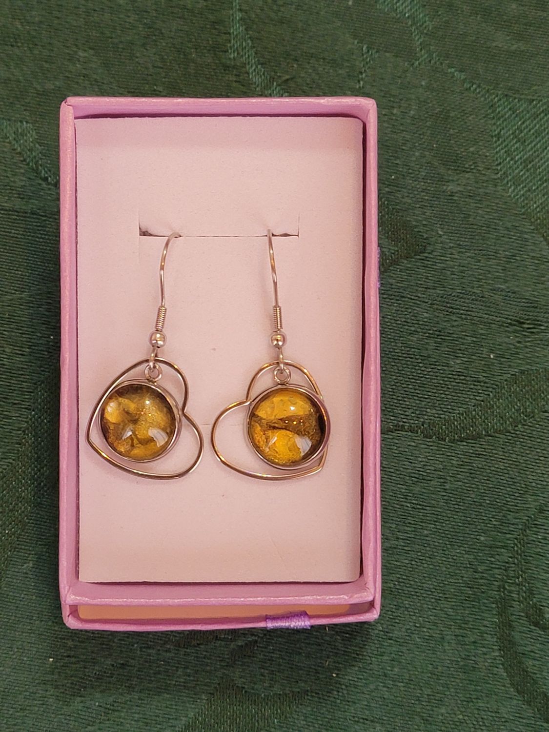 Fluid Art Earrings, STYLE: GOLD HEARTS
