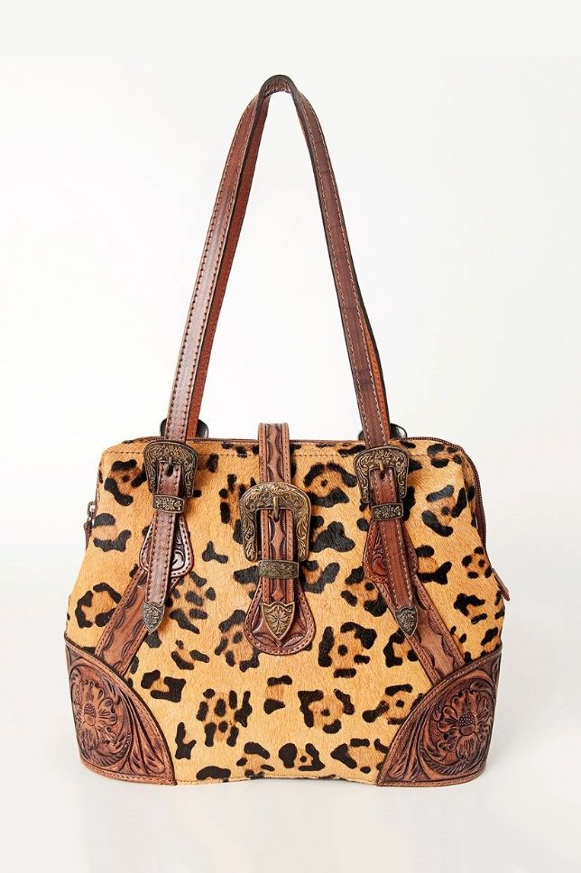 Leopard Printed Hair-On Leather Tote