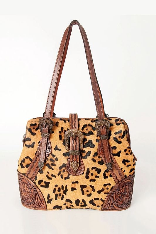 Leopard Printed Hair-On Leather Tote
