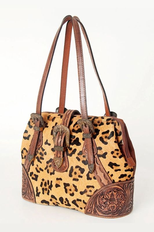 Leopard Printed Hair-On Leather Tote