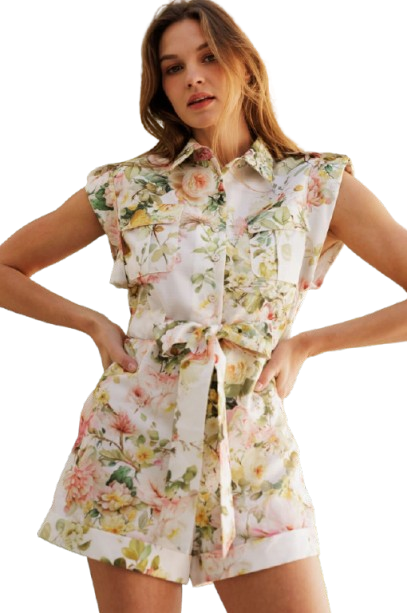 ON SALE Price Marked is 30% Off Orig. Price - Floral Romper
