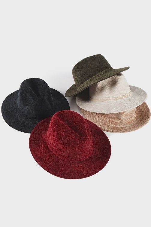 Velvety Chenille Fedora Hat