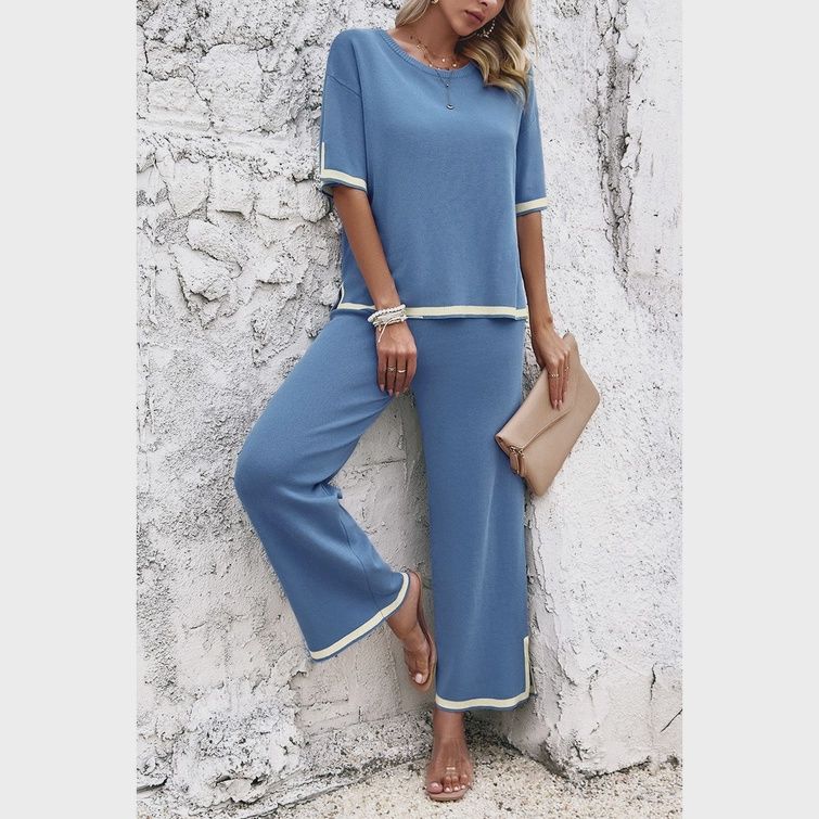 Contrast Stripe Knit Set, Size: MEDIUM