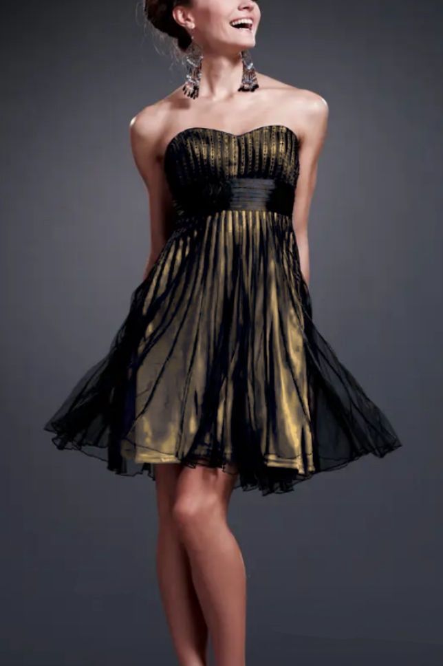 Black &amp; Gold Beauty Mini Dress, Size: LARGE