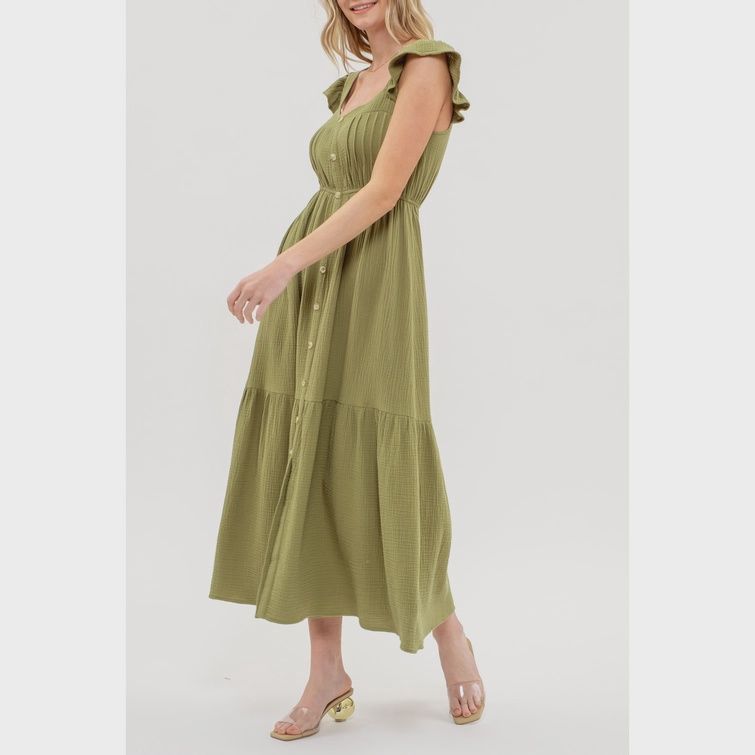 Sleeveless Ruffled Midi Dress