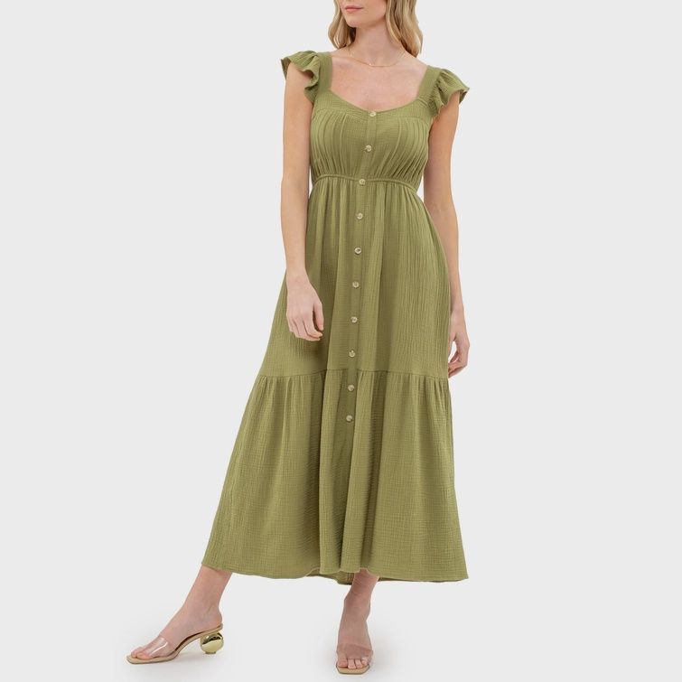 Sleeveless Ruffled Midi Dress