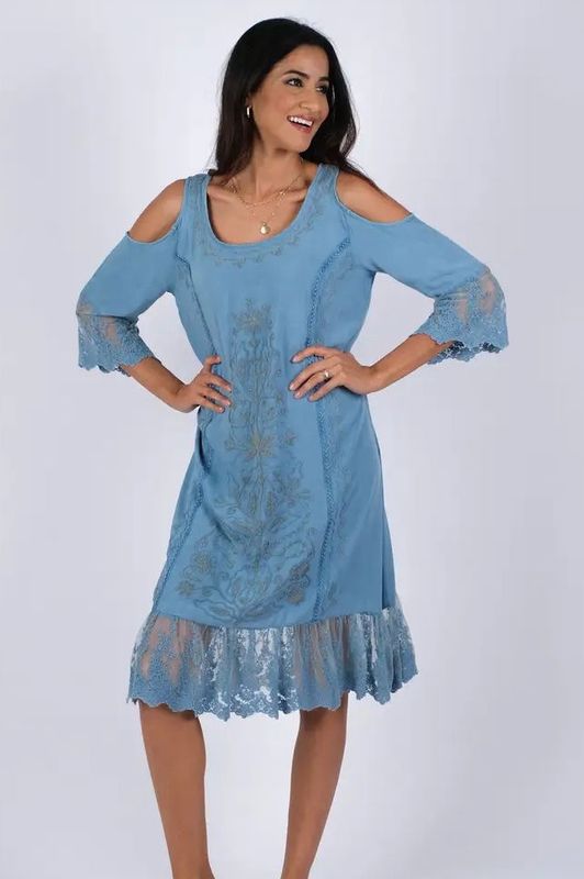 Curvy Embroidered Cold Shoulder Dress