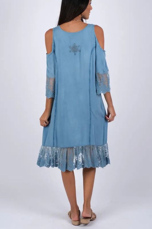 Curvy Embroidered Cold Shoulder Dress