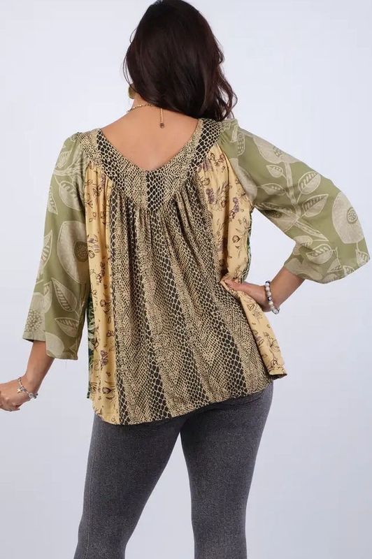 Curvy Golden Patchwork Top