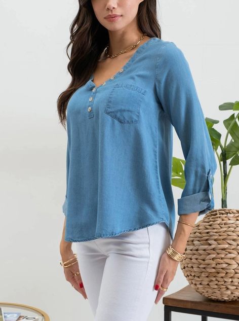 Chambray Top, Size: SMALL