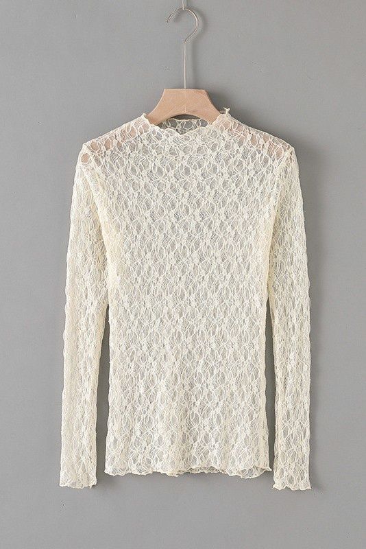 Lace All Over Top, Size: SMALL, Color: Beige