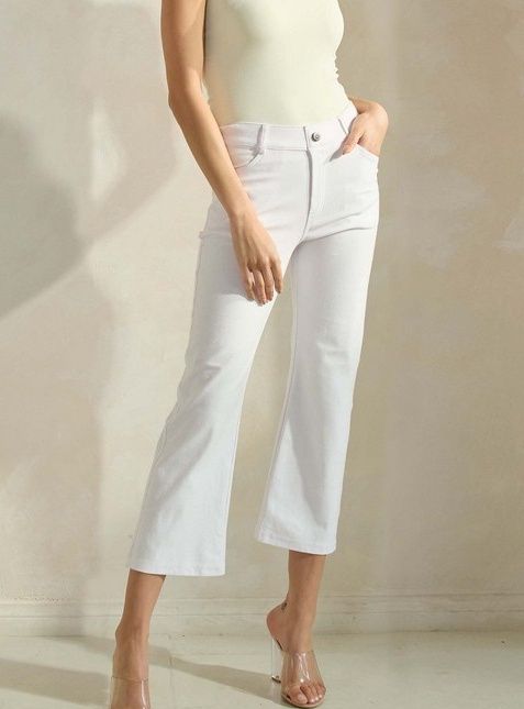 Classic Straight Leg Cropped Pants, Size: SMALL
