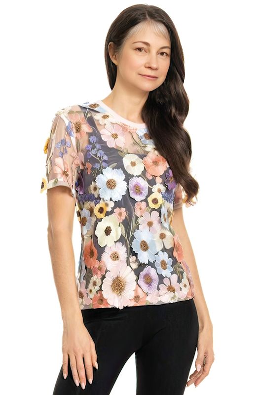 Embroidered Flower Top