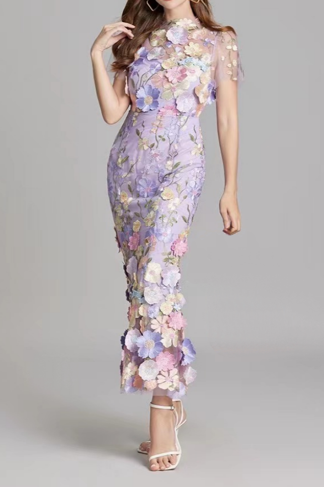 Flower Embellished Gown, Size: MEDIUM