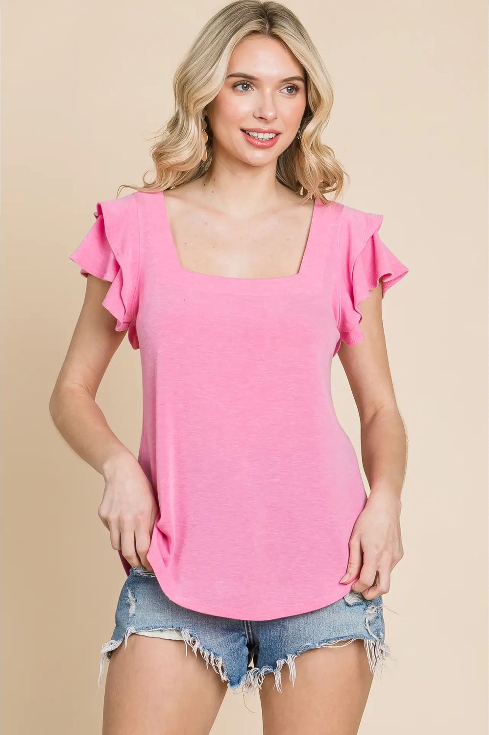 Double Flutter French Terry Top, Size: SMALL